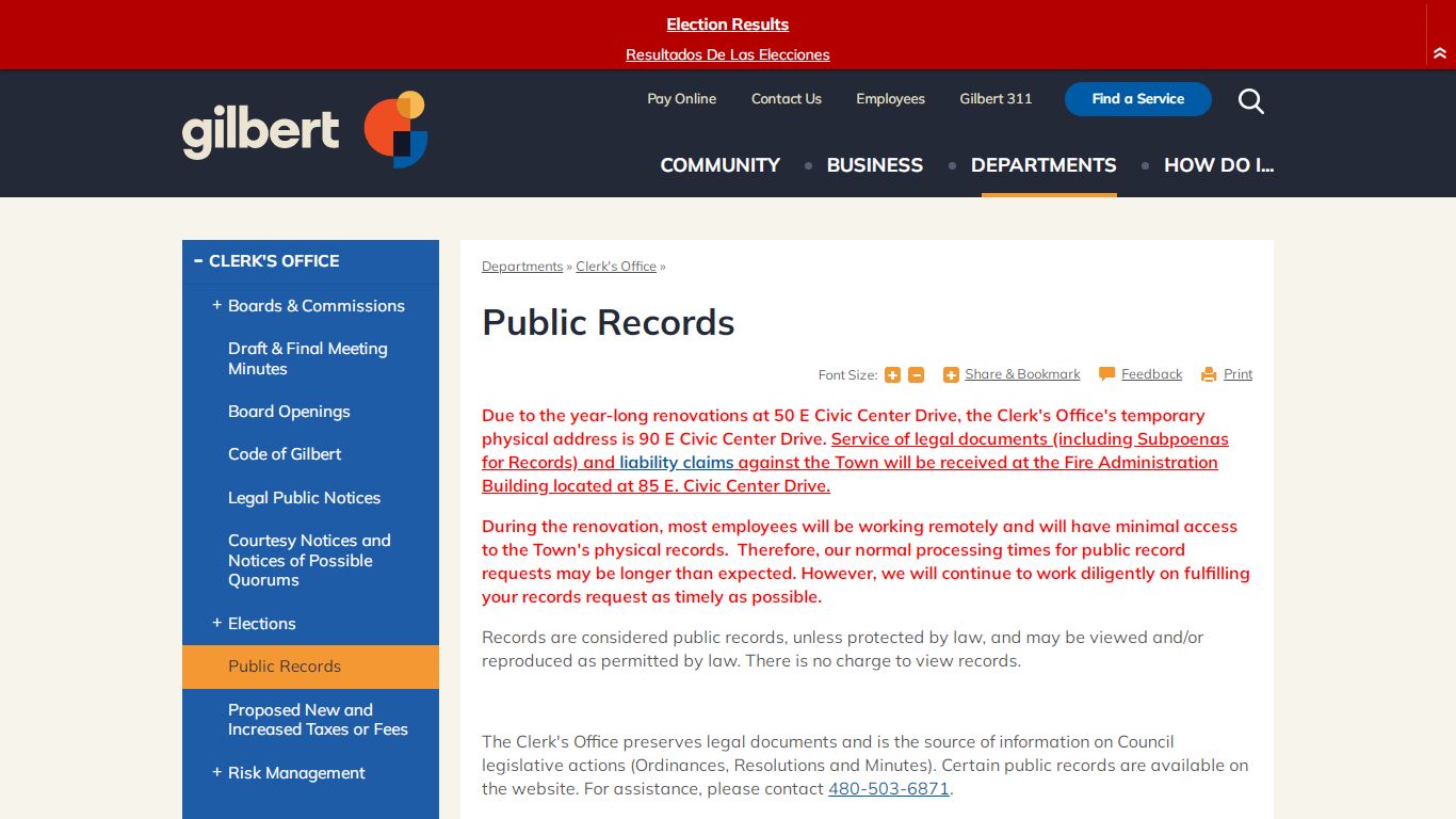 Public Records | Town of Gilbert, Arizona