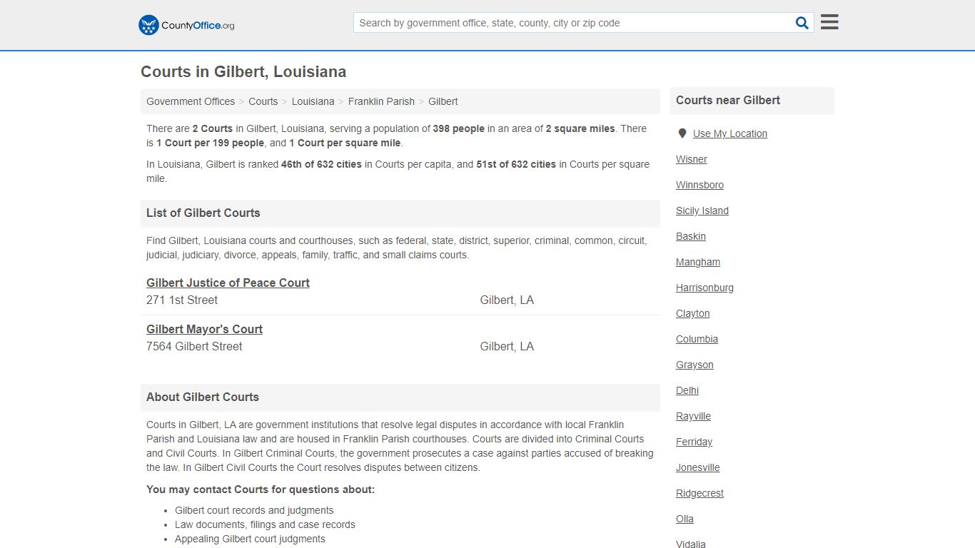 Courts - Gilbert, LA (Court Records & Calendars)